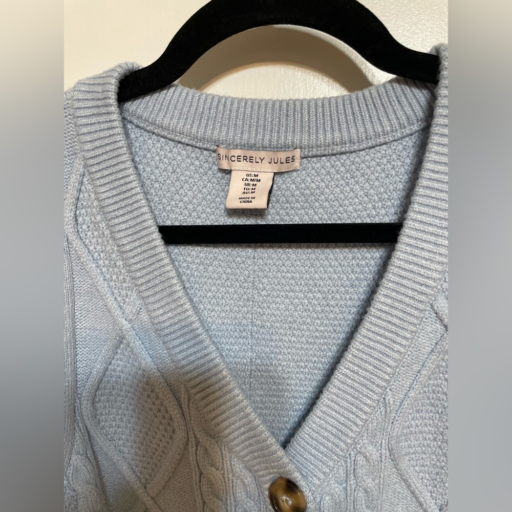 Sincerely Jules Blue Cable Knit Sweater Vest | Size M | EUC - Picture 2 of 3